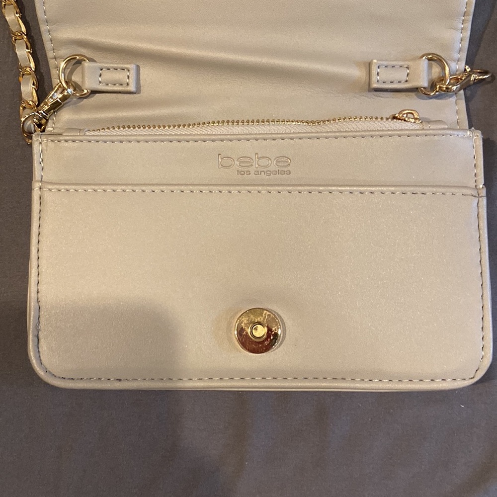 bebe Quilted Crossbody Bag Gray Gold Chain Strap Flap Y2K Shoulder Purse - Picture 7 of 17